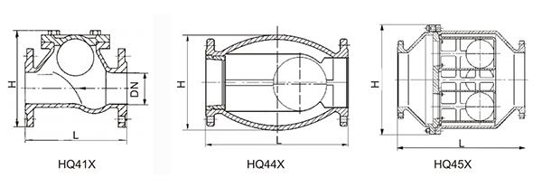 無磨損球(qiu)形止回閥結構(gou)示意圖