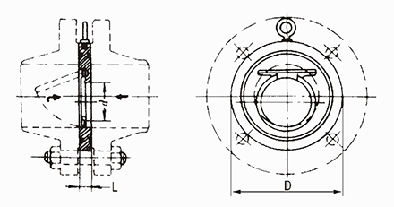 對夾圓片(piàn)式止回閥結構(gòu)示意圖