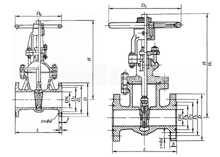 不鏽鋼閘閥結(jié)構示意圖